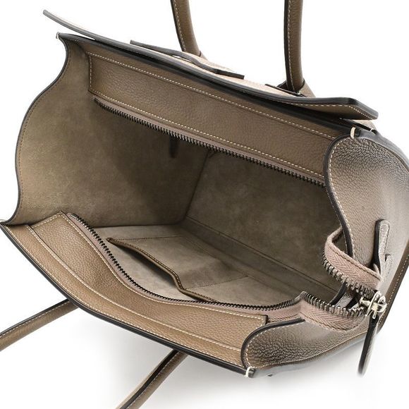 Celine Calfskin Tote Greige Handbag Luggage Suri Drummed - Picture 5 of 7